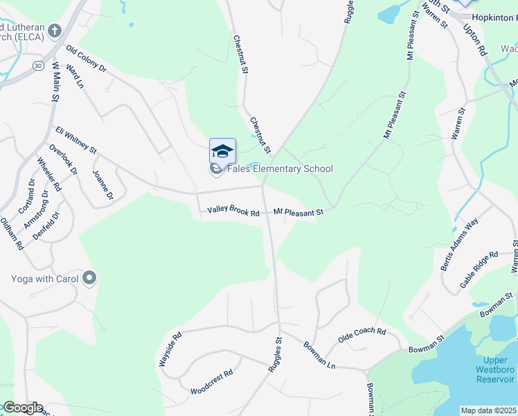 map of restaurants, bars, coffee shops, grocery stores, and more near 1 Valley Brook Road in Westborough