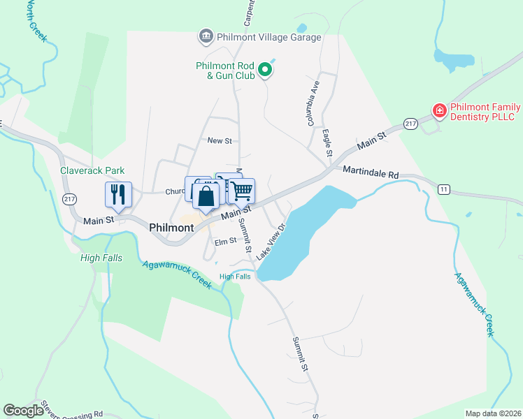 map of restaurants, bars, coffee shops, grocery stores, and more near 5 Ark Street in Philmont