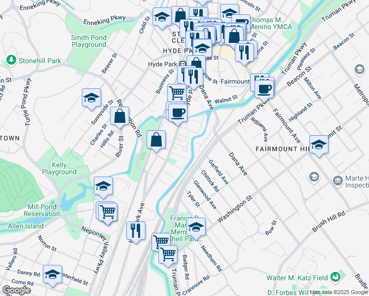 map of restaurants, bars, coffee shops, grocery stores, and more near 14 Wilton Street in Boston