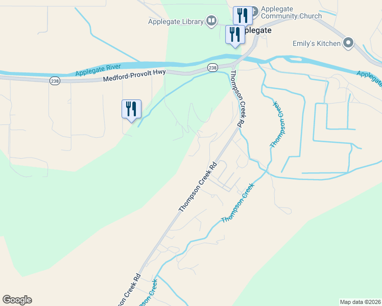 map of restaurants, bars, coffee shops, grocery stores, and more near 542 Thompson Creek Road in Jacksonville