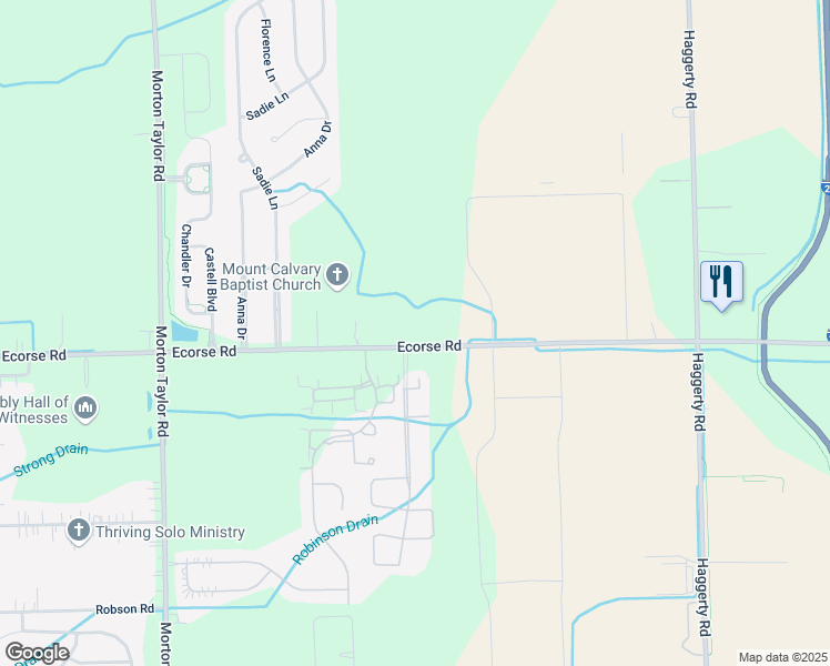 map of restaurants, bars, coffee shops, grocery stores, and more near 42400 Ecorse Road in Van Buren Charter Township
