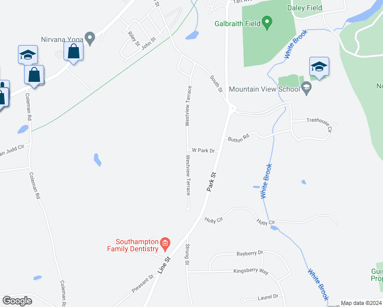 map of restaurants, bars, coffee shops, grocery stores, and more near 33 Westview Terrace in Easthampton