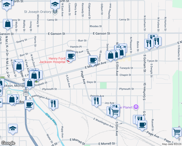 map of restaurants, bars, coffee shops, grocery stores, and more near 212 Summit Avenue in Jackson