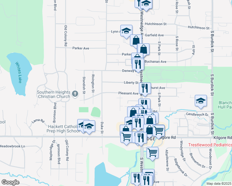 map of restaurants, bars, coffee shops, grocery stores, and more near 751 Pleasant Avenue in Kalamazoo
