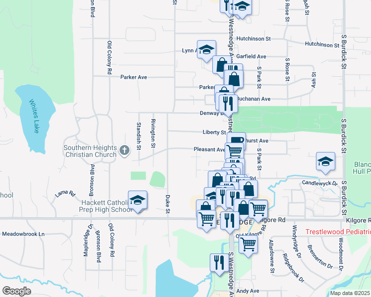 map of restaurants, bars, coffee shops, grocery stores, and more near 751 Pleasant Avenue in Kalamazoo
