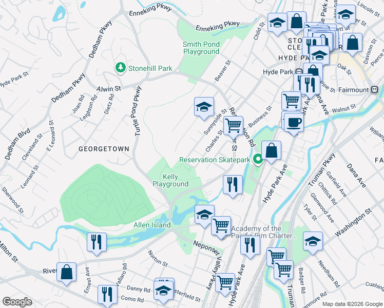 map of restaurants, bars, coffee shops, grocery stores, and more near 77 Charles Street in Boston