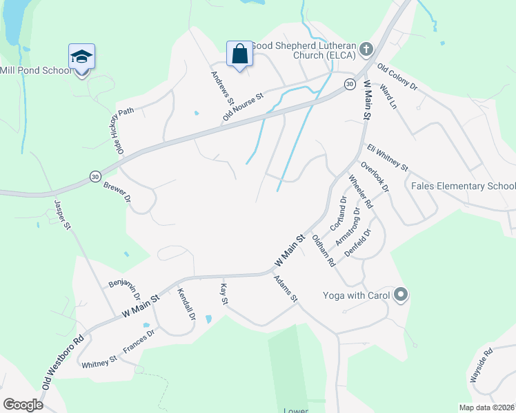 map of restaurants, bars, coffee shops, grocery stores, and more near 20 Capt Samuel Forbush Road in Westborough