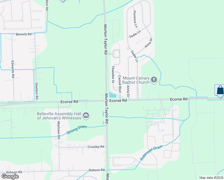 map of restaurants, bars, coffee shops, grocery stores, and more near 7170 Chandler Drive in Van Buren Charter Township