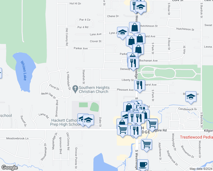 map of restaurants, bars, coffee shops, grocery stores, and more near 755 Liberty Street in Kalamazoo