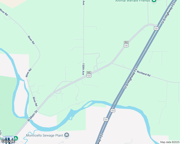 map of restaurants, bars, coffee shops, grocery stores, and more near 21701 North Main Street in Monticello