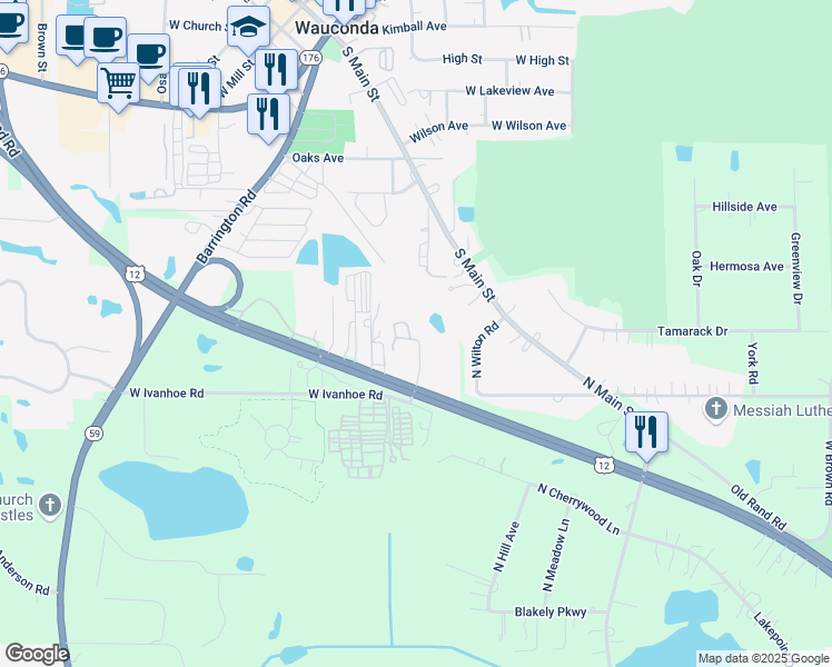 map of restaurants, bars, coffee shops, grocery stores, and more near 26515 U.S. 12 in Wauconda