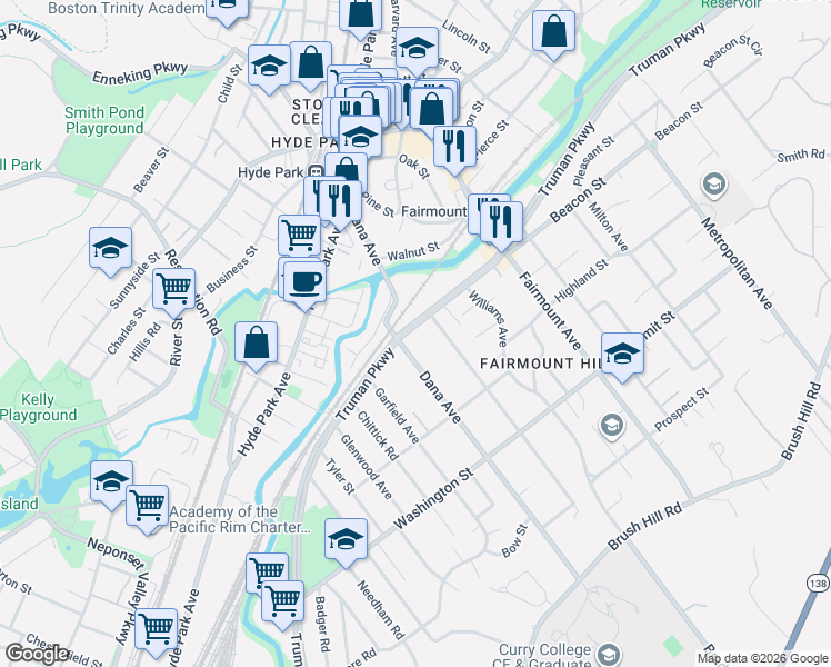 map of restaurants, bars, coffee shops, grocery stores, and more near 5 Neponset Avenue in Boston