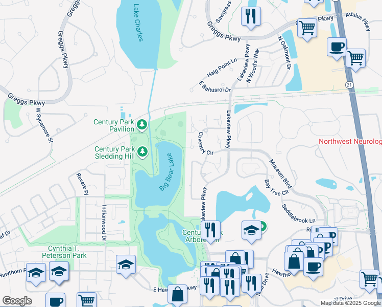 map of restaurants, bars, coffee shops, grocery stores, and more near 1314 Coventry Circle in Vernon Hills