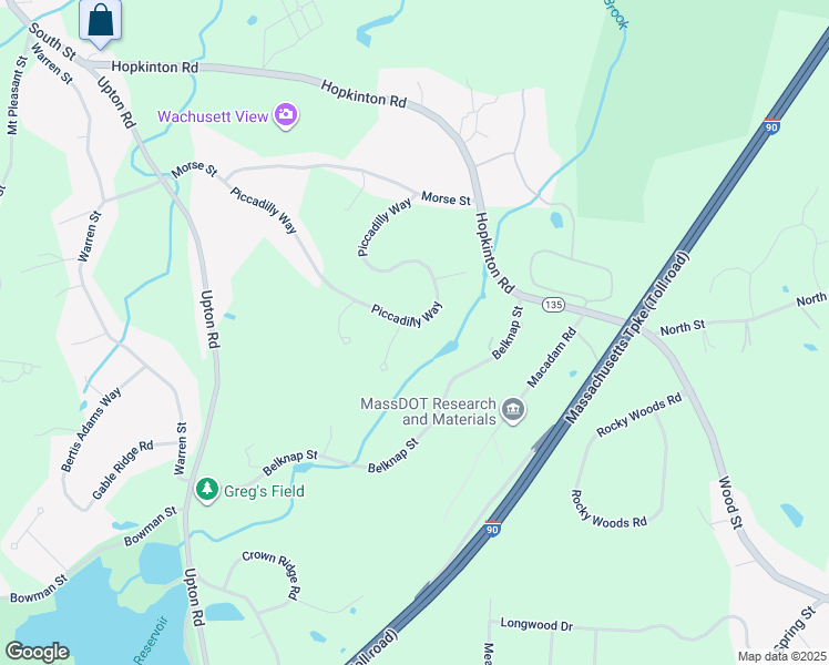 map of restaurants, bars, coffee shops, grocery stores, and more near 37 Piccadilly Way in Westborough