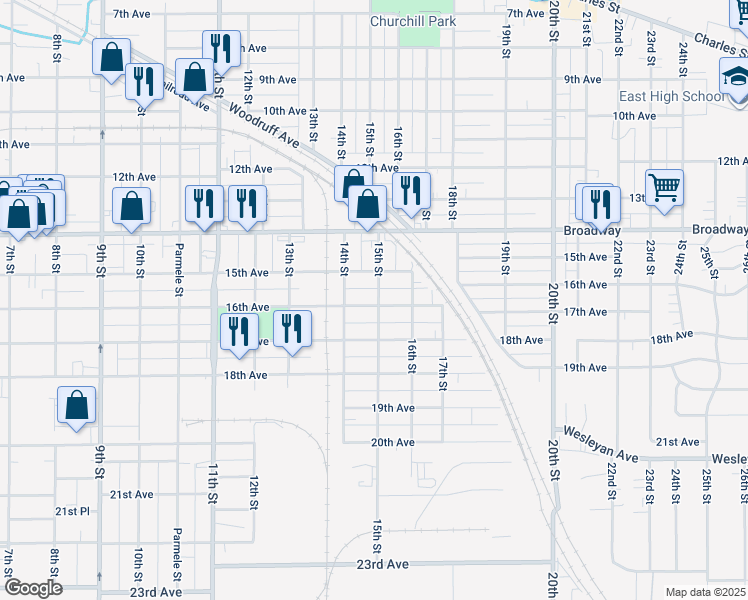 map of restaurants, bars, coffee shops, grocery stores, and more near 1928 16th Avenue in Rockford