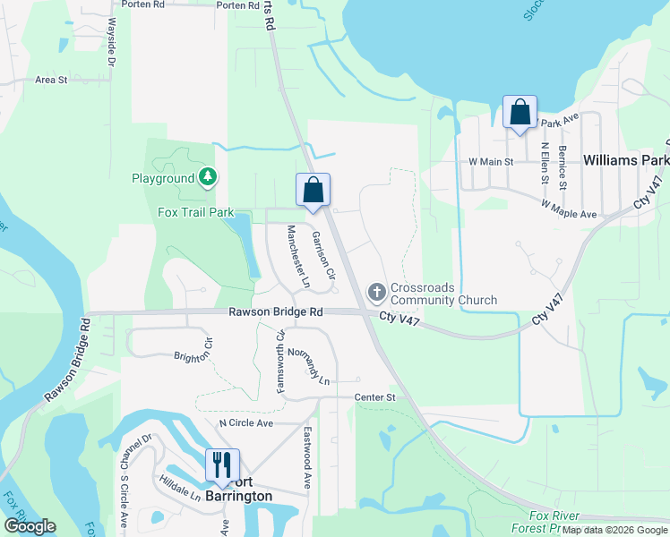 map of restaurants, bars, coffee shops, grocery stores, and more near 324 Garrison Circle in Port Barrington