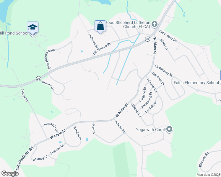 map of restaurants, bars, coffee shops, grocery stores, and more near 20 Capt Samuel Forbush Road in Westborough