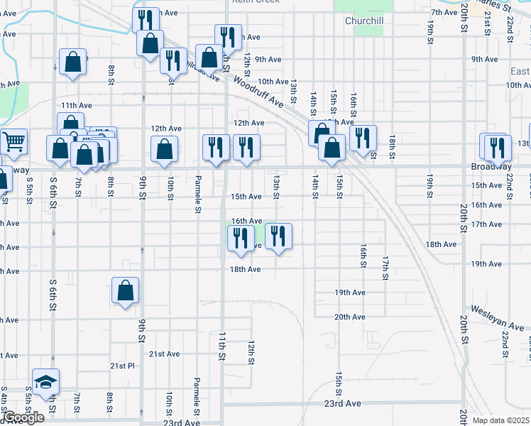 map of restaurants, bars, coffee shops, grocery stores, and more near 1704 16th Avenue in Rockford