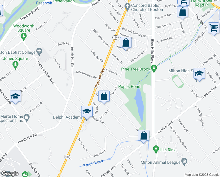 map of restaurants, bars, coffee shops, grocery stores, and more near 48 Adanac Road in Milton