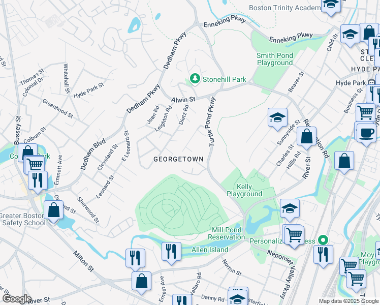 map of restaurants, bars, coffee shops, grocery stores, and more near 18 Upton Street in Boston
