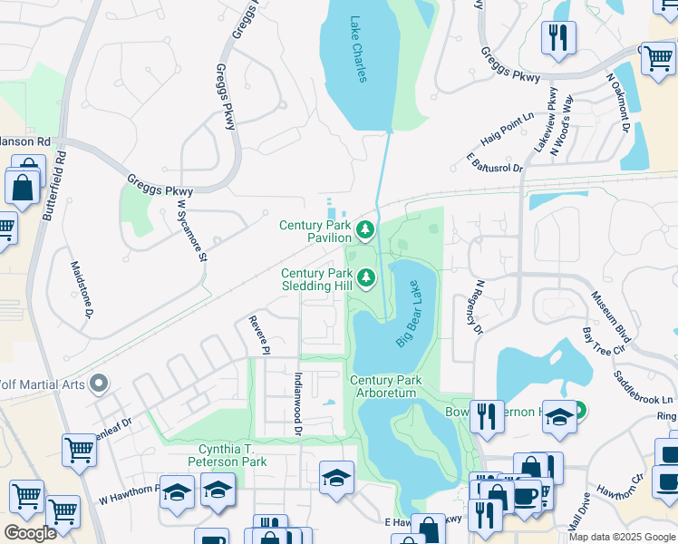 map of restaurants, bars, coffee shops, grocery stores, and more near 7 Cedar Court in Vernon Hills