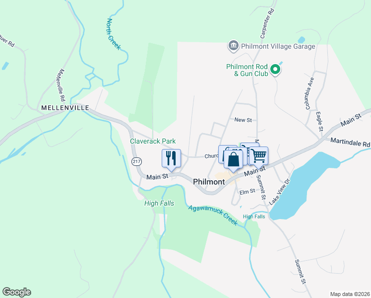 map of restaurants, bars, coffee shops, grocery stores, and more near 5 Highland Avenue in Hudson