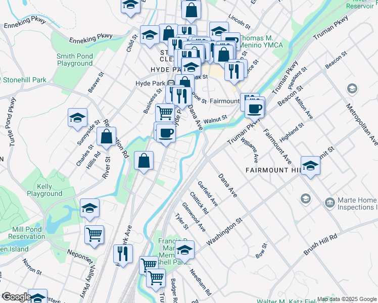 map of restaurants, bars, coffee shops, grocery stores, and more near 32 Fulton Street in Boston