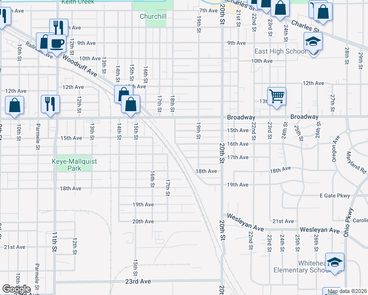 map of restaurants, bars, coffee shops, grocery stores, and more near 2209 16th Avenue in Rockford