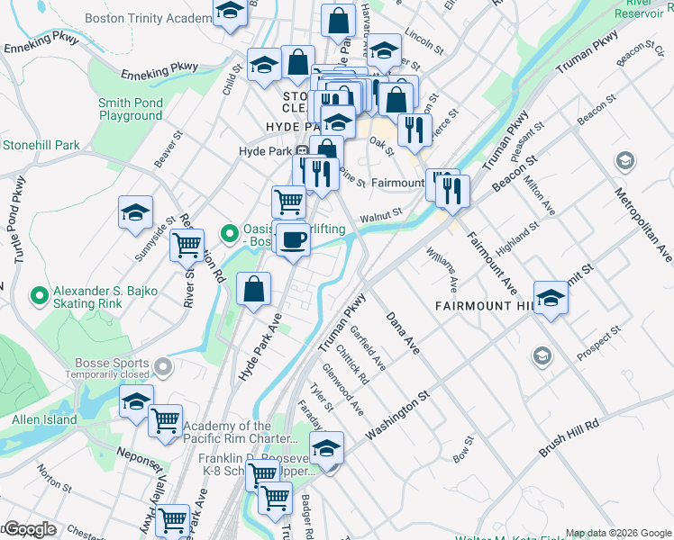map of restaurants, bars, coffee shops, grocery stores, and more near 32 Fulton Street in Boston