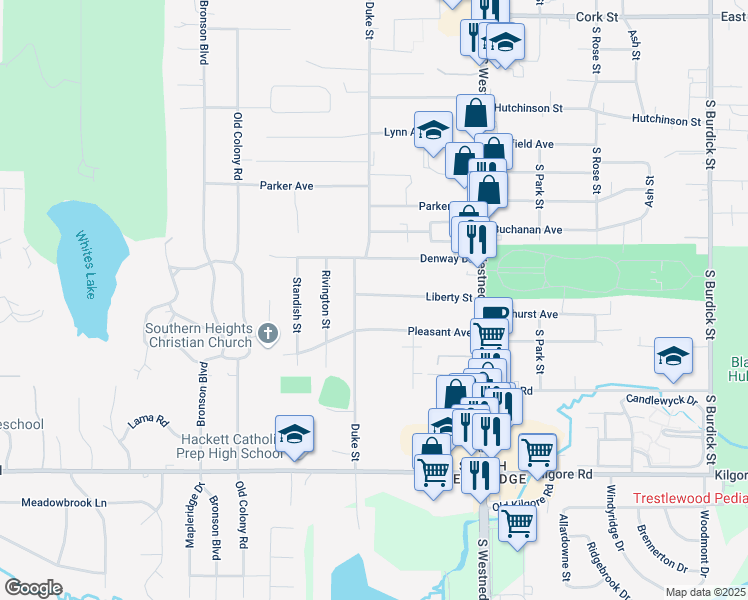 map of restaurants, bars, coffee shops, grocery stores, and more near 755 Liberty Street in Kalamazoo