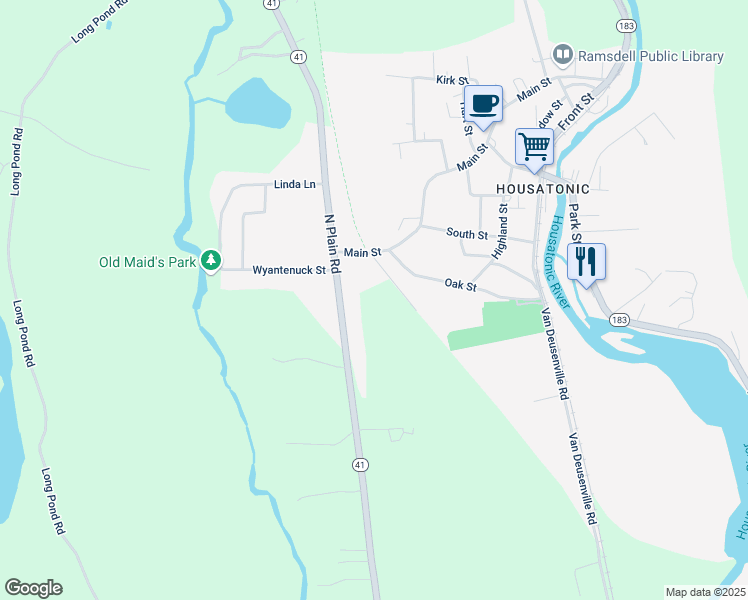 map of restaurants, bars, coffee shops, grocery stores, and more near 370 North Plain Road in Great Barrington