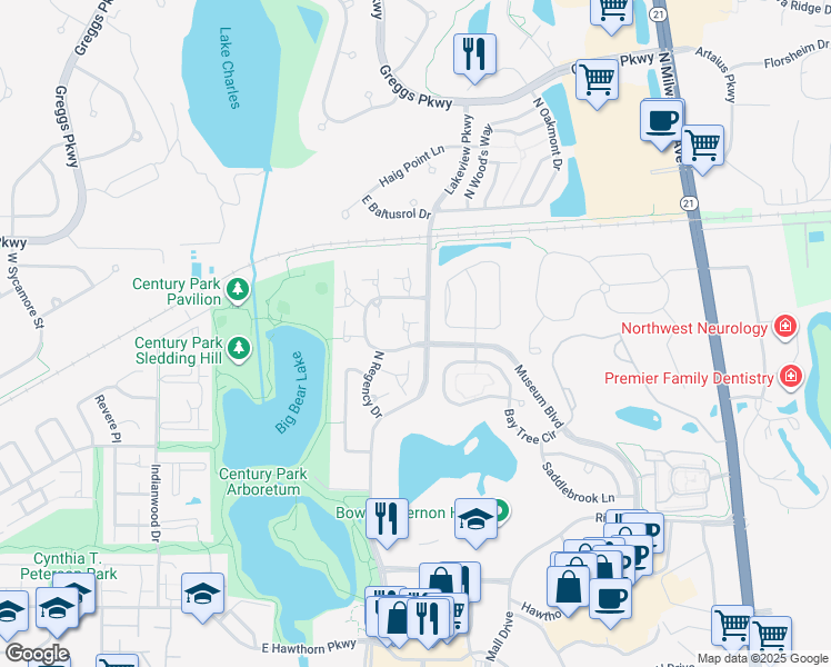 map of restaurants, bars, coffee shops, grocery stores, and more near 1307 Cromwell Court in Vernon Hills