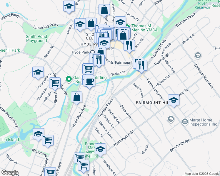 map of restaurants, bars, coffee shops, grocery stores, and more near 15 Easton Avenue in Boston