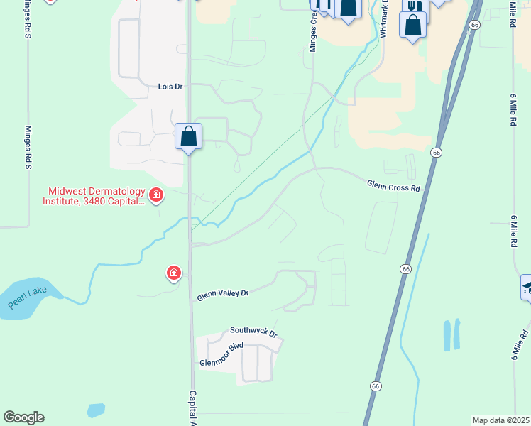 map of restaurants, bars, coffee shops, grocery stores, and more near 5262 Horizon Drive in Battle Creek