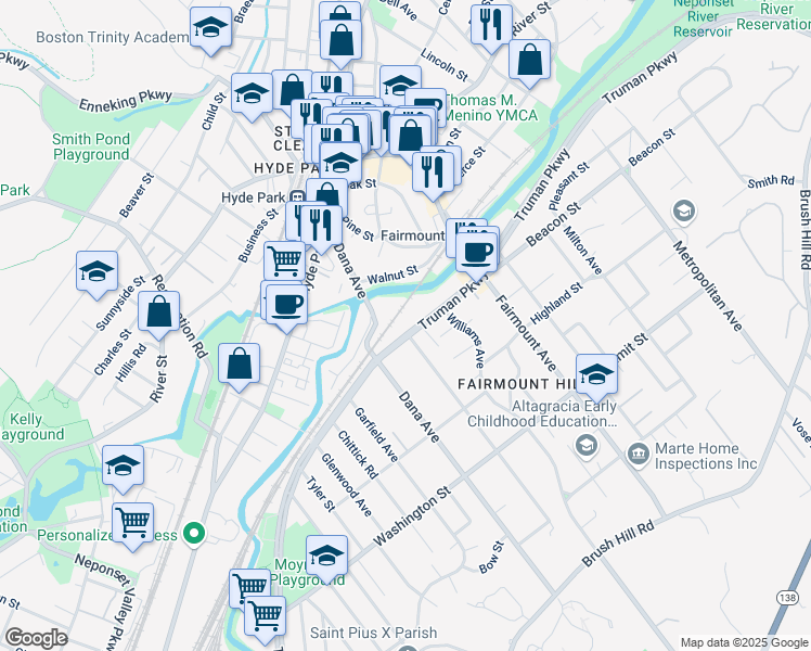 map of restaurants, bars, coffee shops, grocery stores, and more near 5 Neponset Avenue in Boston