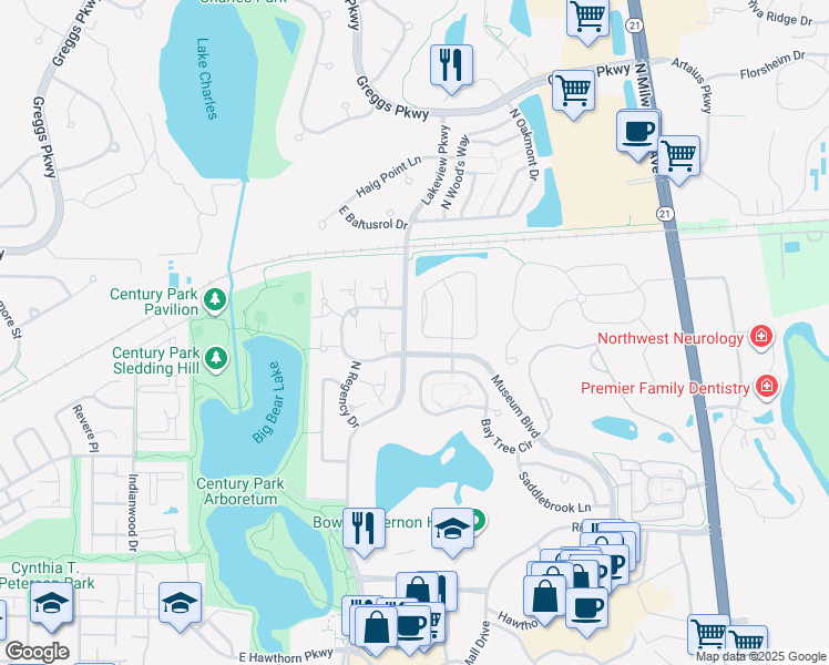 map of restaurants, bars, coffee shops, grocery stores, and more near 332 Pine Lake Circle in Vernon Hills