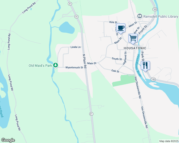 map of restaurants, bars, coffee shops, grocery stores, and more near 370 North Plain Road in Great Barrington