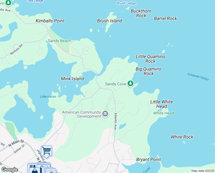 map of restaurants, bars, coffee shops, grocery stores, and more near 5 Hobart Lane in Cohasset