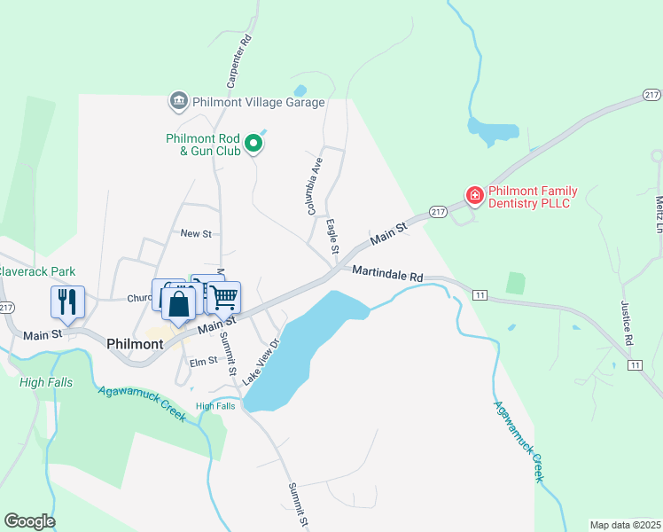 map of restaurants, bars, coffee shops, grocery stores, and more near 166 Main Street in Hudson