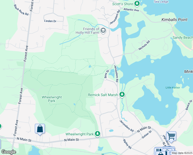 map of restaurants, bars, coffee shops, grocery stores, and more near 28 Bow Street in Cohasset