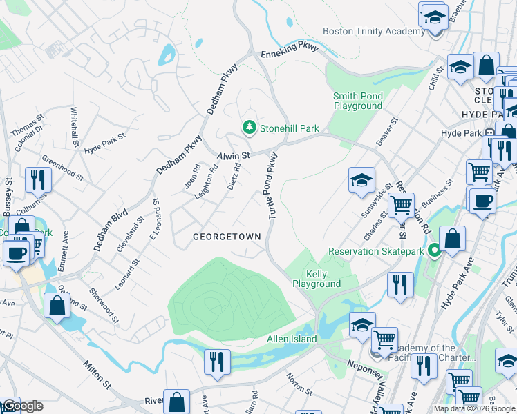 map of restaurants, bars, coffee shops, grocery stores, and more near 15 Vernon Street in Boston