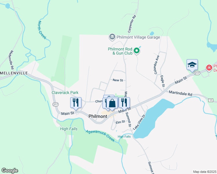 map of restaurants, bars, coffee shops, grocery stores, and more near 59 Prospect Street in Hudson