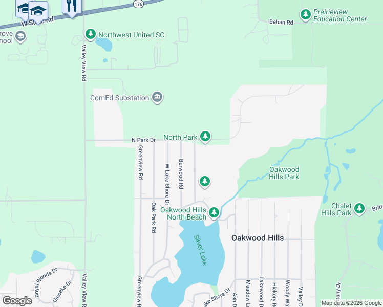 map of restaurants, bars, coffee shops, grocery stores, and more near 5312 Oakwood Drive in Cary