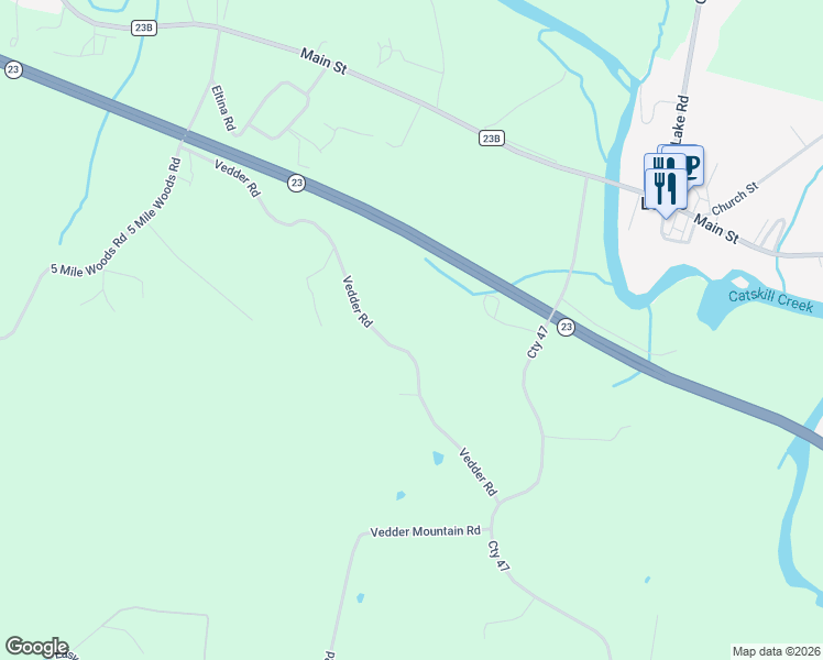 map of restaurants, bars, coffee shops, grocery stores, and more near 195 Vedder Road in Catskill