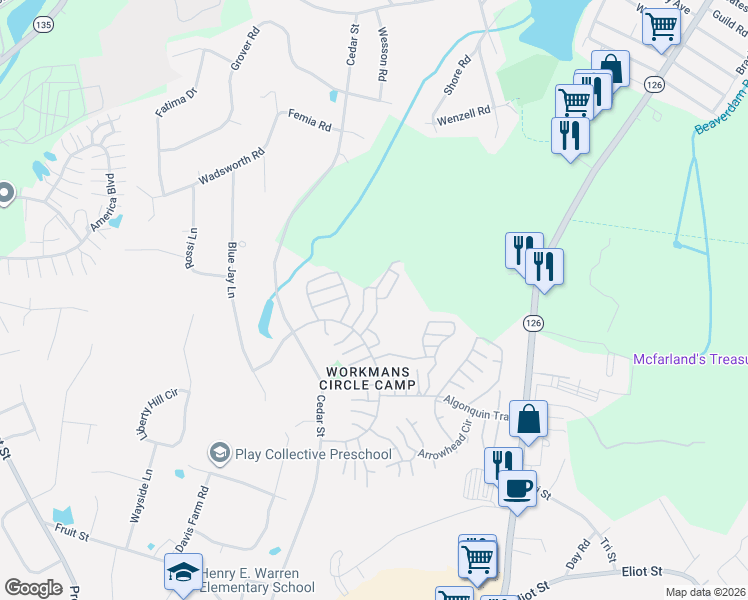 map of restaurants, bars, coffee shops, grocery stores, and more near in Ashland