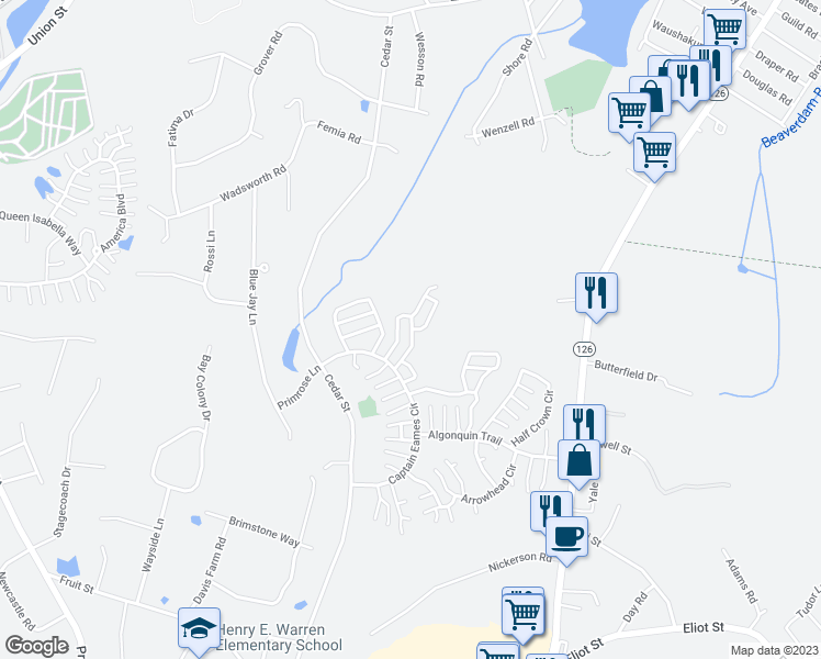 map of restaurants, bars, coffee shops, grocery stores, and more near in Ashland