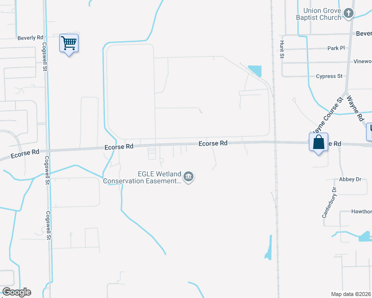map of restaurants, bars, coffee shops, grocery stores, and more near 37217 Ecorse Road in Romulus