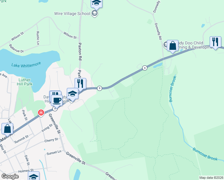 map of restaurants, bars, coffee shops, grocery stores, and more near 353 Main Street in Spencer