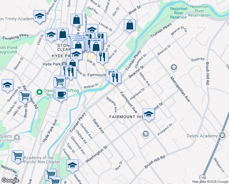 map of restaurants, bars, coffee shops, grocery stores, and more near in Boston