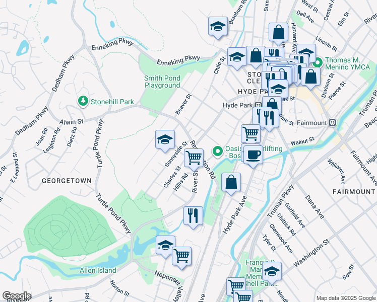 map of restaurants, bars, coffee shops, grocery stores, and more near in Boston